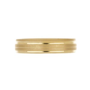 Argolla de oro con acabado mate y dos franjas diamantadas - Image 3