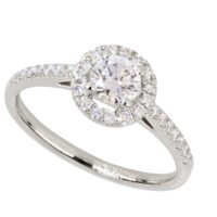 Anillo Halo Oro Blanco 14 kilates y Diamantes de Laboratorio