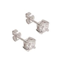 Arete Broquel Oro Blanco 14k con Diamantes de Laboratorio