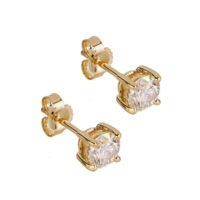 Broquel Clásico de Oro Amarillo 14k Diamantes de laboratorio.