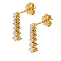 Aretes largos de Oro 14k en color amarillo con diamantes de laboratorio