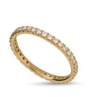 Anillo con diamantes continuos. Diamantes de laboratorio en Oro amarillo 14k.