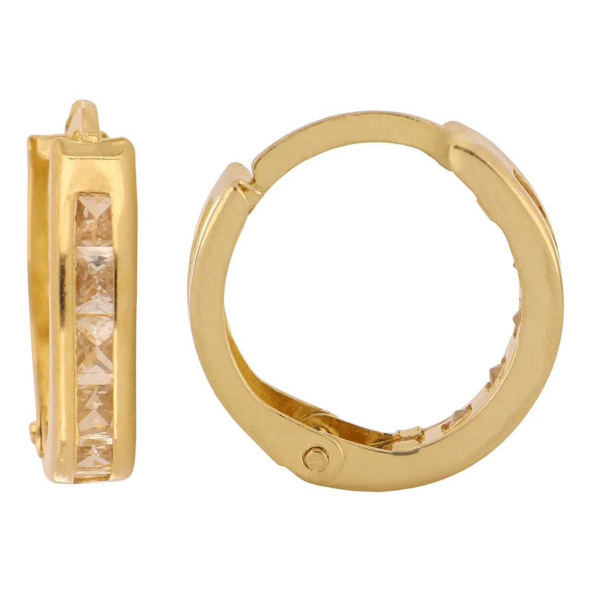 Huggies con circonia blanca de oro 10K | 1.3cm - Imagen 3