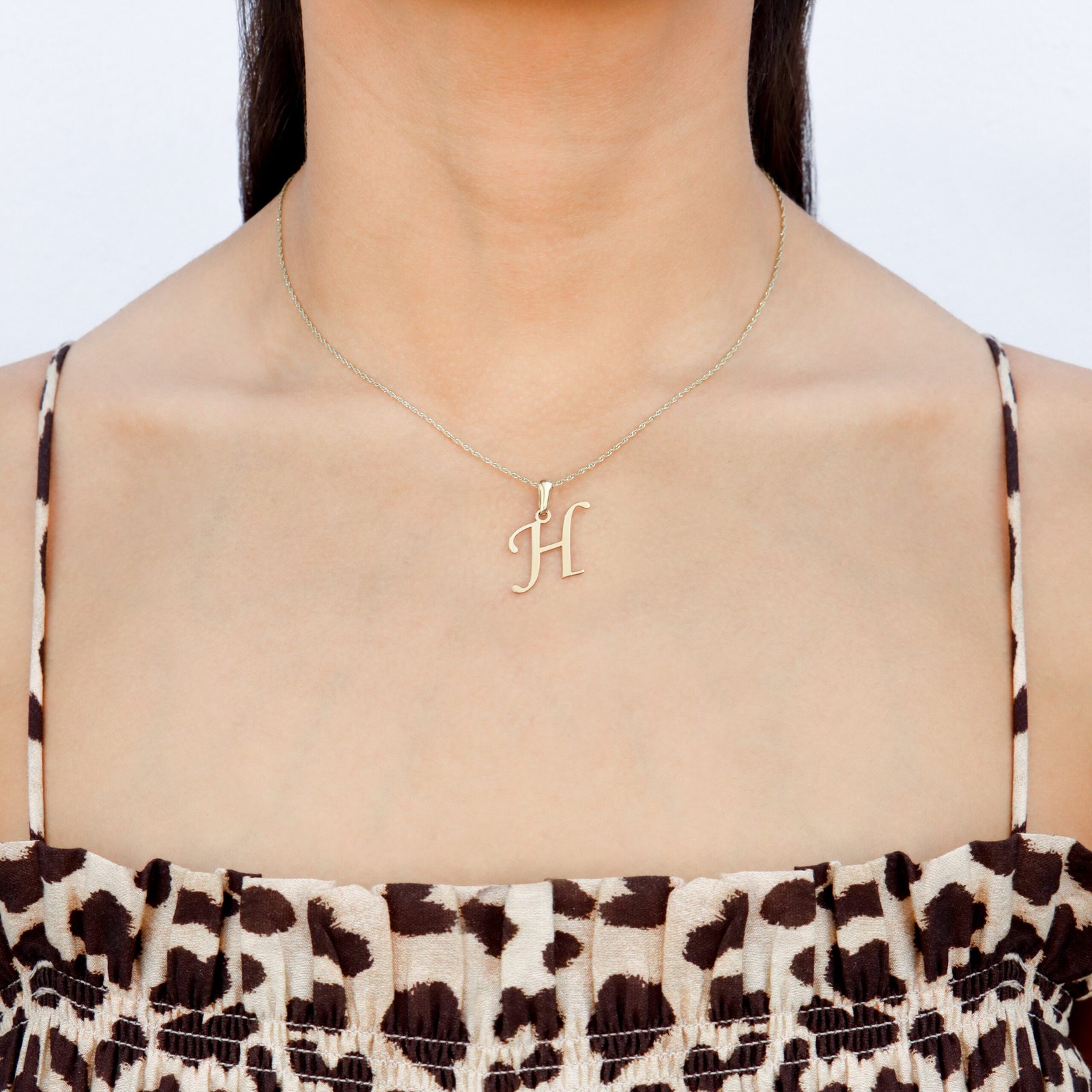 Dije letra H oro 14k | Inicial con la letra H - Imagen 2