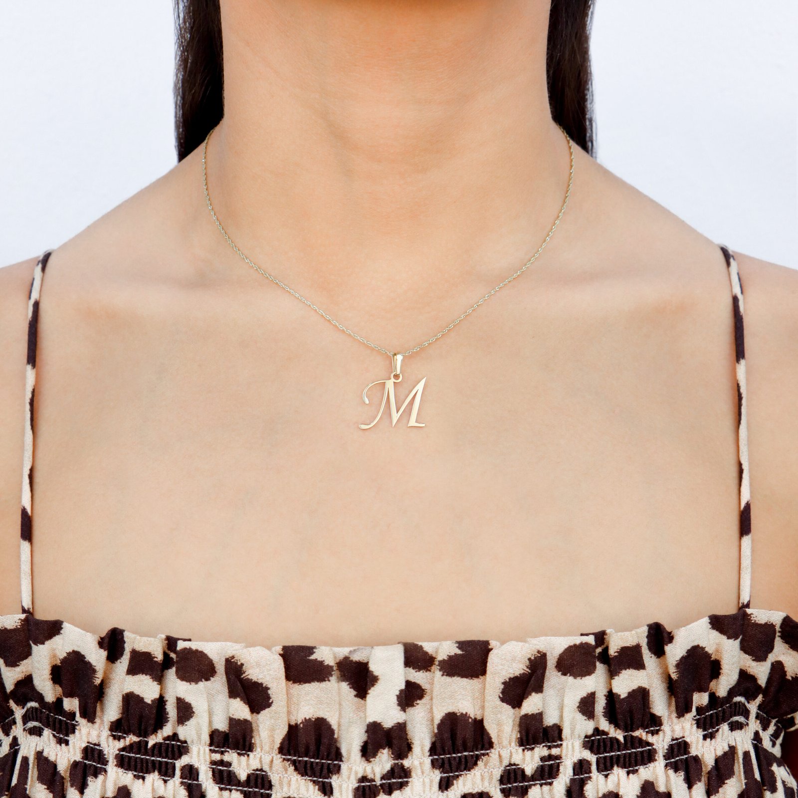 Dije letra M oro 14k | Letra M de oro colgante - Imagen 2